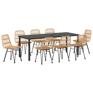 vidaXL Hage Spisegruppe 9 pcs Brun Pulverlakkert st&aring;l