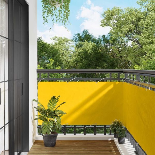 vidaXL Balkong Skjerm Gul 75 x 200 cm PU-belagt oxford alu