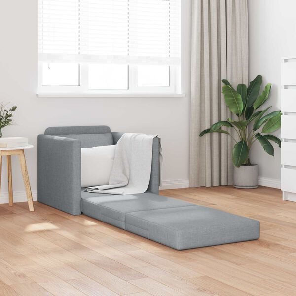 vidaXL Sammenleggbar Sofa seng Lysegr&aring; 74 x 77 x 81 cm stoff
