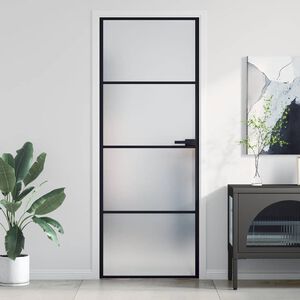 vidaXL Innerd&oslash;r slank svart 76x201,5 cm herdet glass og aluminium