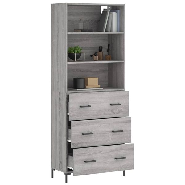 vidaXL Highboard gr&aring; sonoma 69,5x34x180 cm konstruert tre