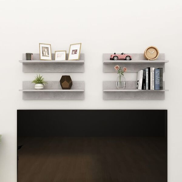 vidaXL Vegghyller 4 stk betonggr&aring; 60x11,5x18 cm konstruert tre