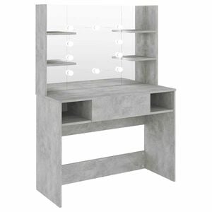 vidaXL Sminkebord med LED-lys 100x40x135 cm MDF betonggr&aring;