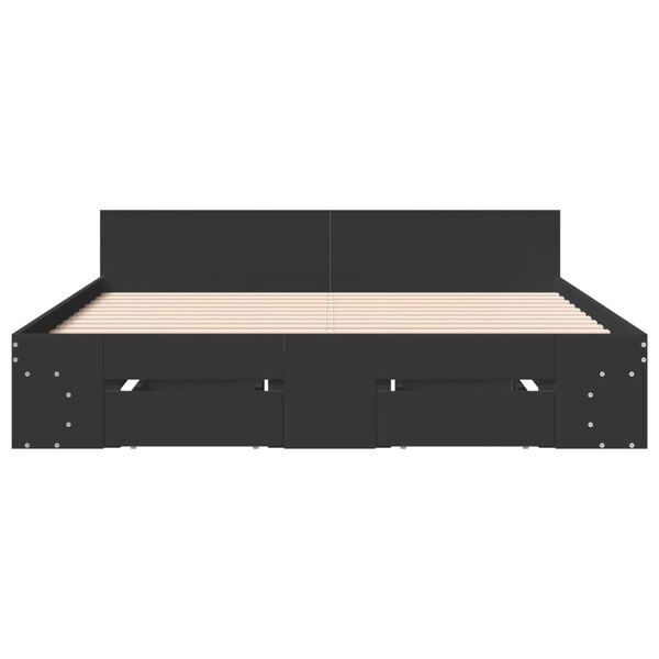 vidaXL Sengeramme med skuffer svart 140x200 cm konstruert tre