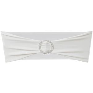 25 stk Cr&egrave;me Dekorative Stolrekk med Diamant Spenne