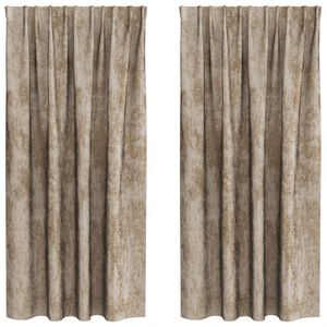 vidaXL Fl&oslash;yel Gardiner 2 pcs champagne 175 x 140 cm Fl&oslash;yel