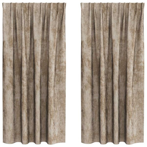 vidaXL Fl&oslash;yel Gardiner 2 pcs champagne 175 x 140 cm Fl&oslash;yel
