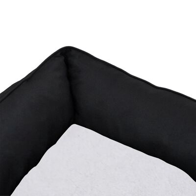 vidaXL Hundeseng svart og hvit 85,5x70x23 cm fleece linutseende