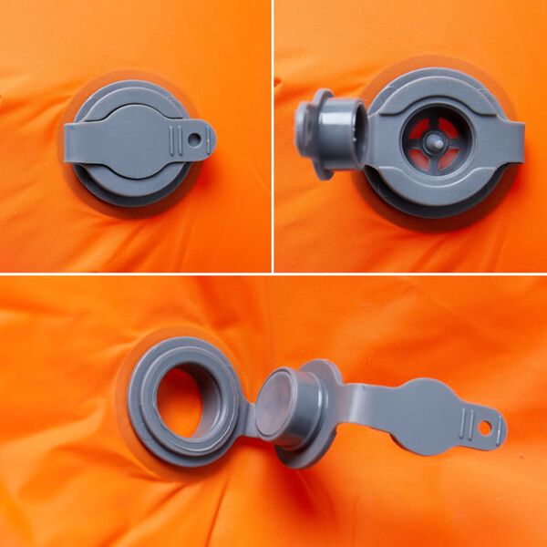 vidaXL Oppbl&aring;sende campingmadrass med pute for 1 person oransje