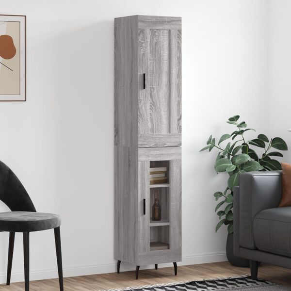 vidaXL Highboard gr&aring; sonoma 34,5x34x180 cm konstruert tre
