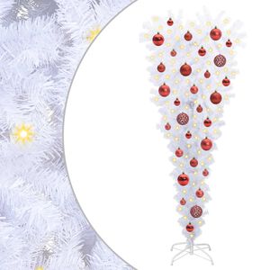 vidaXL Kunstig juletre med 150 LED med stativ Hvit 120 cm PVC og St&aring;l
