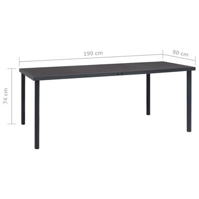 vidaXL Utendørs spisebord antrasitt 190x90x74 cm stål