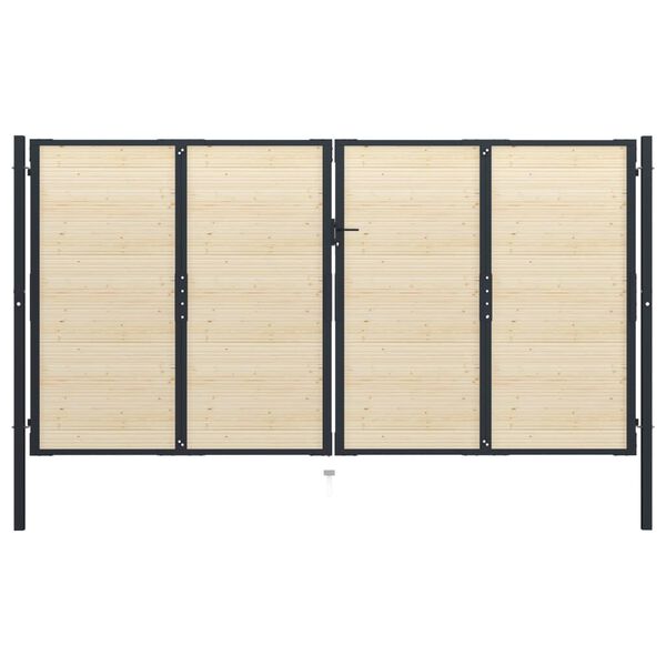 vidaXL Gjerdeport st&aring;l og grantre 408x200 cm