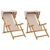 vidaXL Hage Stol 2 pcs 3 Posisjon Solid Eucalyptus Tre Beige