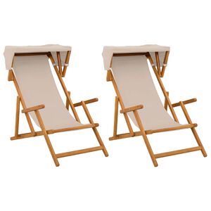 vidaXL Hage Stol 2 pcs 3 Posisjon Solid Eucalyptus Tre Beige