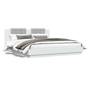 vidaXL Sengeramme med hodegavl hvit 200x200 cm konstruert tre