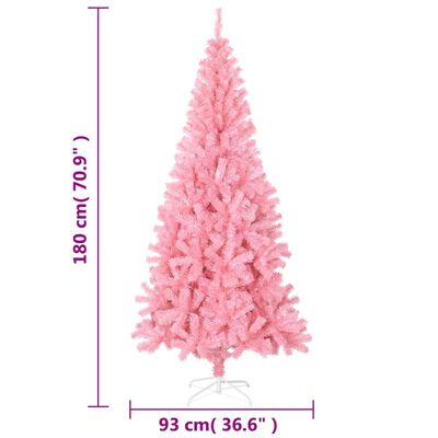 vidaXL Kunstig juletre med stativ rosa 180 cm PVC