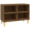 vidaXL TV-benk med ben i heltre brun eik 69,5x30x50 cm
