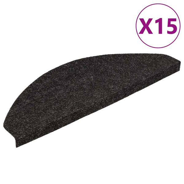 vidaXL Selvklebende trappematter 15 stk 56x17x3 cm svart