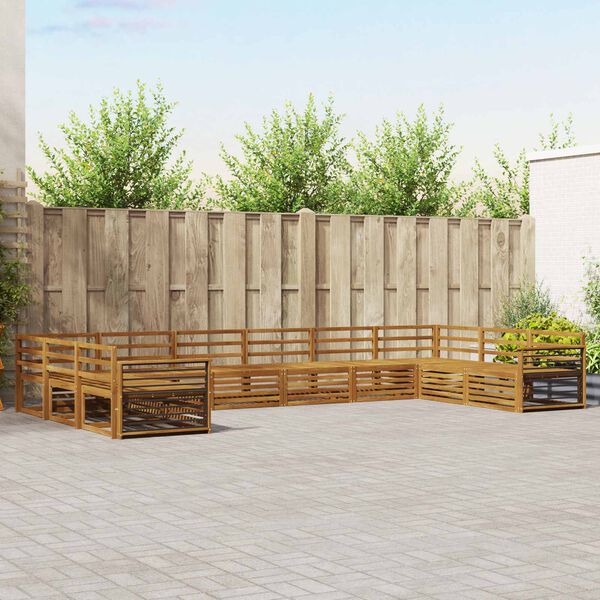 vidaXL Sofasett 10 pcs Naturlig Solid akasietre