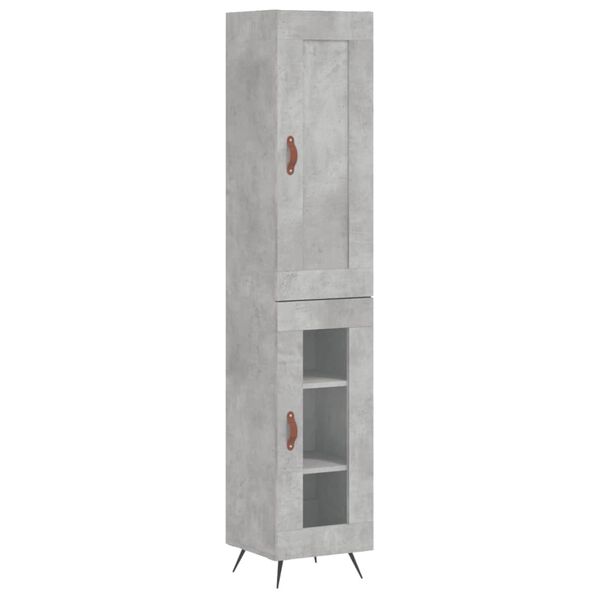 vidaXL Highboard betonggr&aring; 34,5x34x180 cm konstruert tre