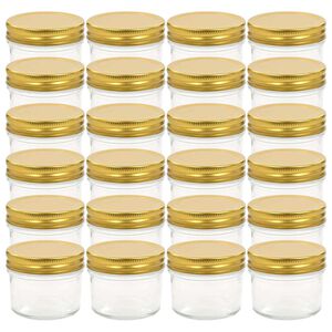 vidaXL Syltet&oslash;yglass med gule lokk 24 stk 110 ml