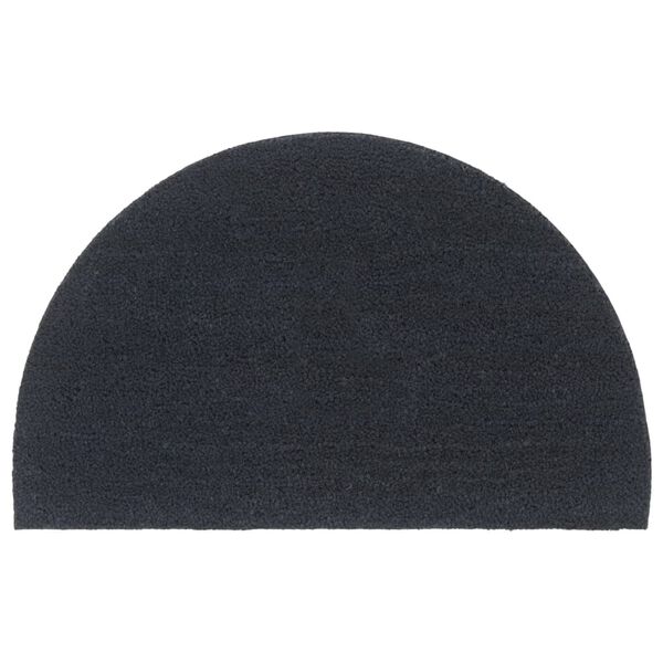 vidaXL D&oslash;rmatte m&oslash;rkegr&aring; halvrund 50x80 cm tuftet kokosfiber