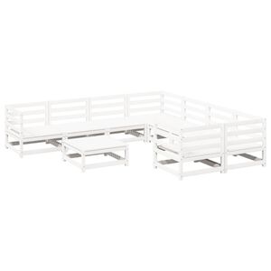 vidaXL Hagesofasett 9 deler hvit heltre furu