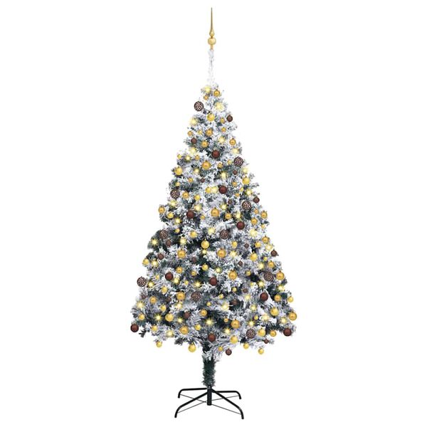 vidaXL Kunstig juletre med 300 LED Hvit 180 cm PVC og St&aring;l og Plast