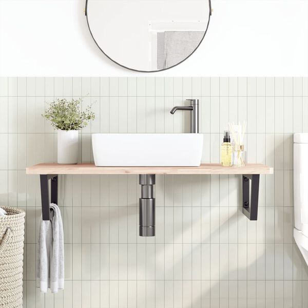 vidaXL Servanthylle veggmontert st&aring;l og heltre b&oslash;ketre