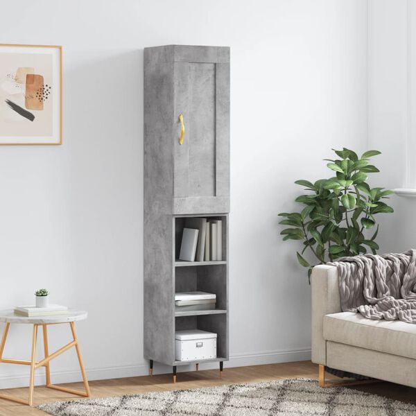 vidaXL Highboard betonggr&aring; 34,5x34x180 cm konstruert tre