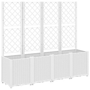 vidaXL Plantekasse med espalier hvit 160x40x140 cm PP
