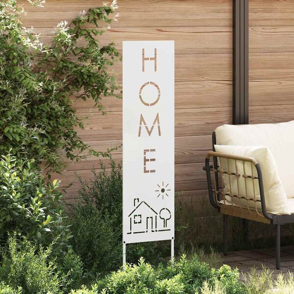 vidaXL Hageprivat skjerm Fretwork Hvit 32 x 140 cm Kaldvalsestål