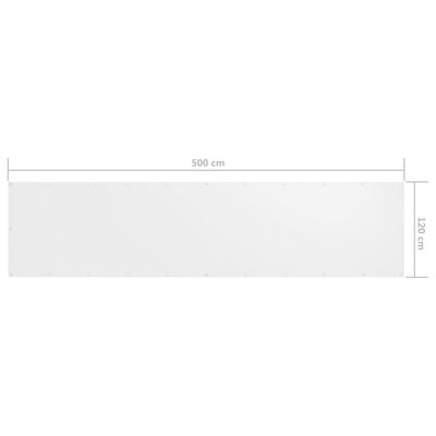 vidaXL Balkongskjerm hvit 120x500 cm oxfordstoff