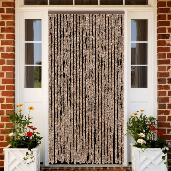 vidaXL Fluegardin beige og mørkebrun 100x220 cm chenille