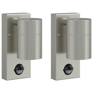 vidaXL Utendørs vegglamper 2 pcs sølv 6.5 x 10.5 x 16 cm
