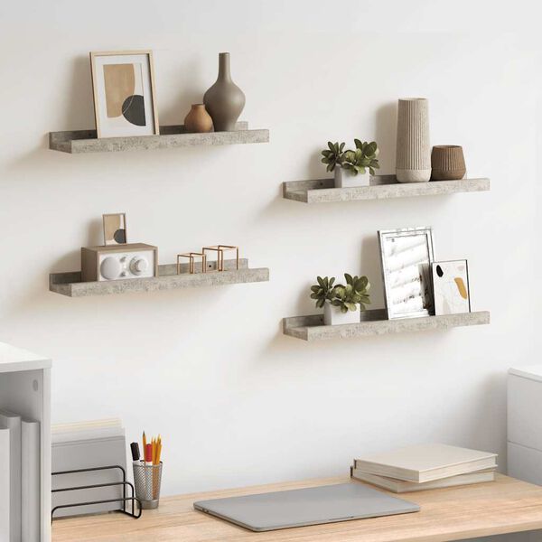 vidaXL Vegghyller 4 stk betonggr&aring; 40x9x3 cm