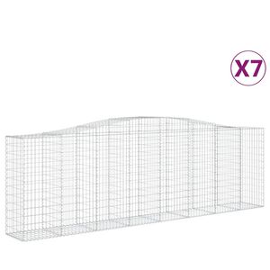 vidaXL Gabionkurver buede 7 stk 400x50x120/140 cm galvanisert jern