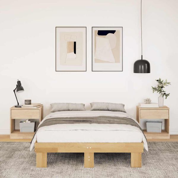 vidaXL Sengeramme uten Madrass 120x200 cm Heltre Eik