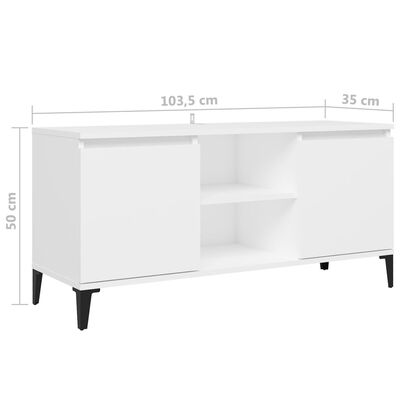vidaXL TV-benk med metallben hvit 103,5x35x50 cm