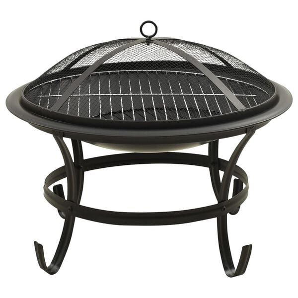 vidaXL 2-i-1 B&aring;lfat og grill med ildrake 56x56x49 cm st&aring;l