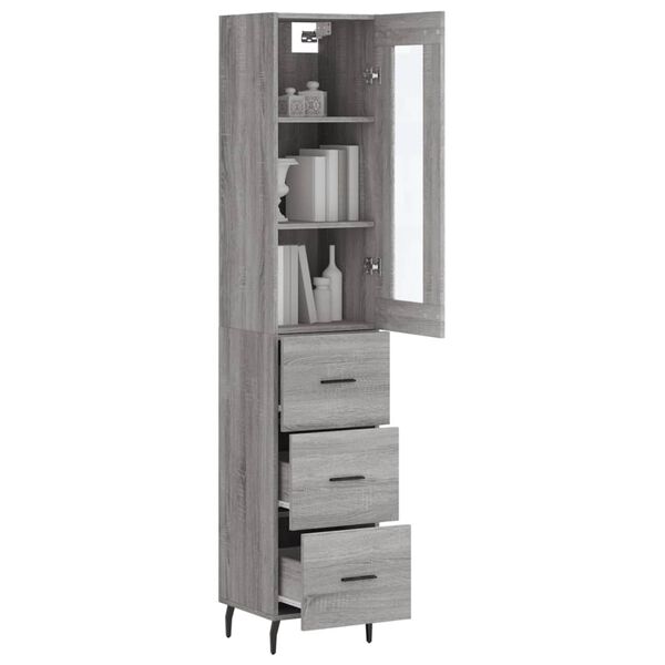 vidaXL Highboard gr&aring; sonoma 34,5x34x180 cm konstruert tre