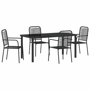 vidaXL Hage Spisegruppe 5 pcs Svart Pulverlakkert st&aring;l