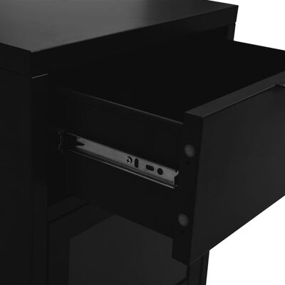 vidaXL Nattbord svart 40x30x54,5 cm stål og glass