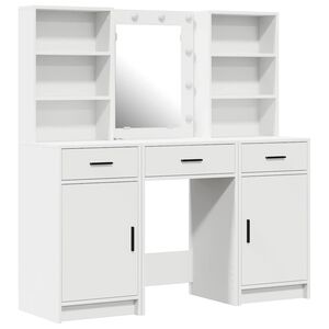 vidaXL Dressingbordsett med LED 3 stk. Hvit Konstruert tre