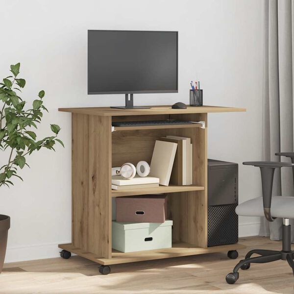 vidaXL Databord artisan eik 80x50x75 cm konstruert tre