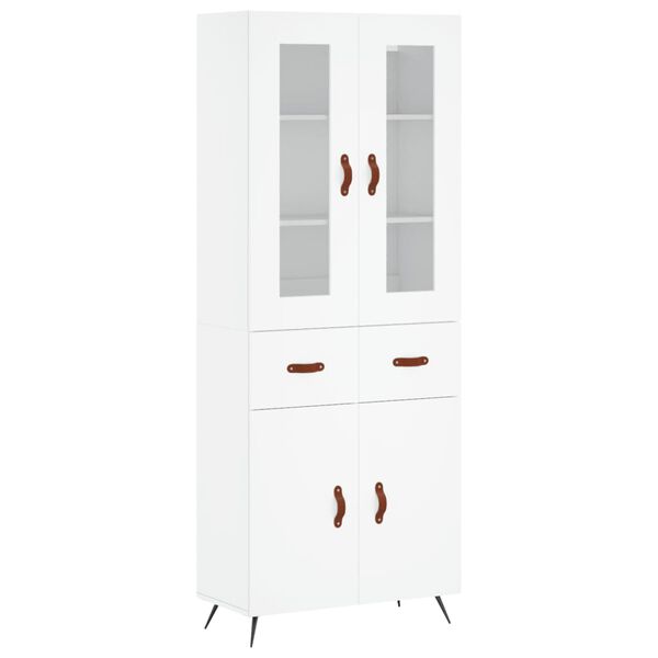 vidaXL Highboard hvit 69,5x34x180 cm konstruert tre