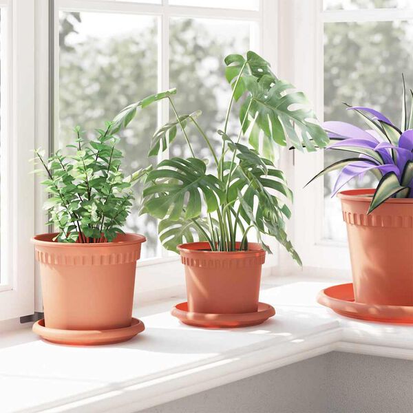 vidaXL Rund Blomsterpotte 6 pcs Klinker R&oslash;d &Oslash; 12,5 x 10 cm Plast