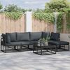 vidaXL Hagesofa Set med pute 6 pcs Svart Aluminium