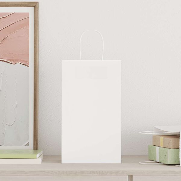 vidaXL Papirposer 250 stk med h&aring;ndtak hvit 21x11x36 cm